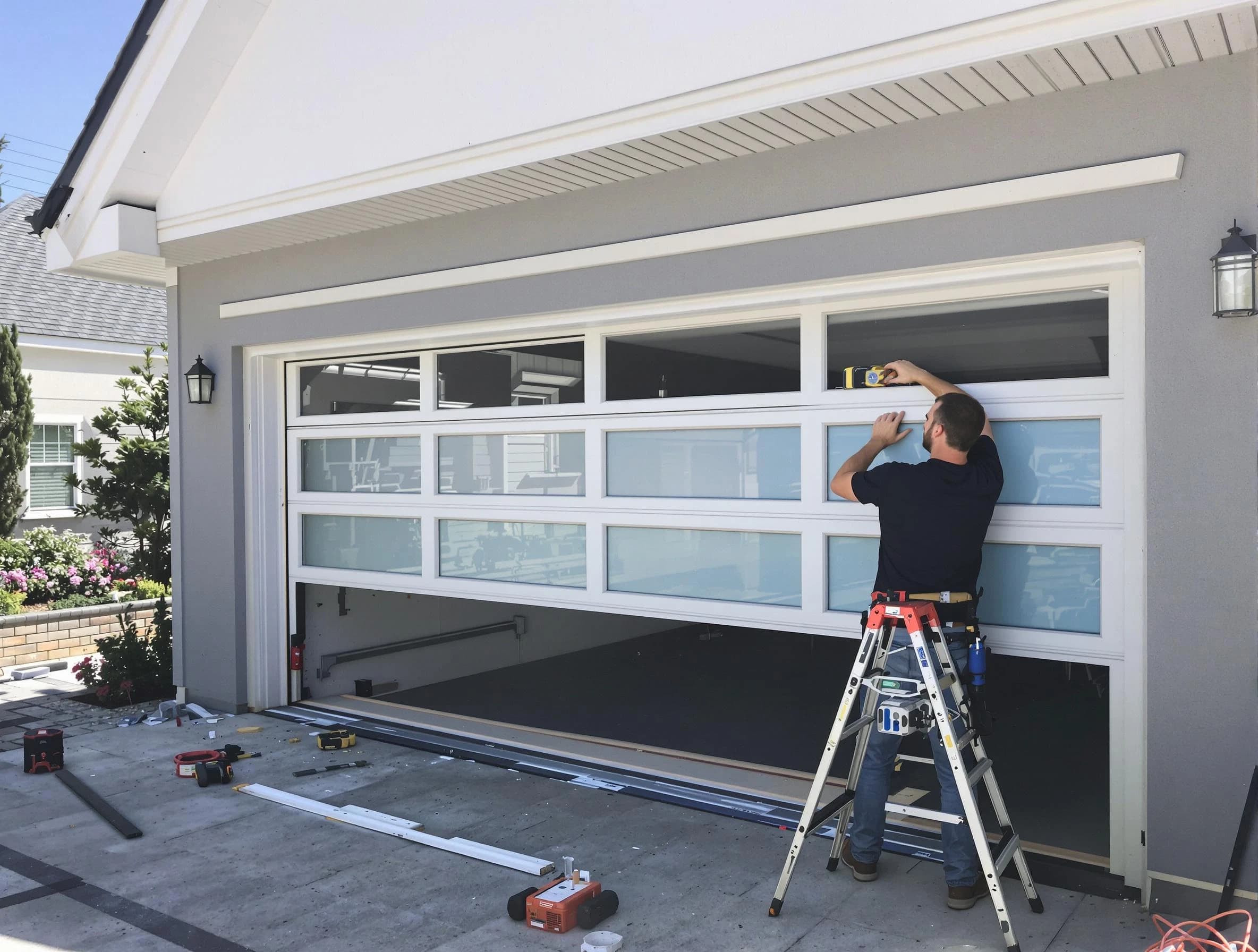 Hingham Garage Door Repair team performing garage door replacement in Hingham