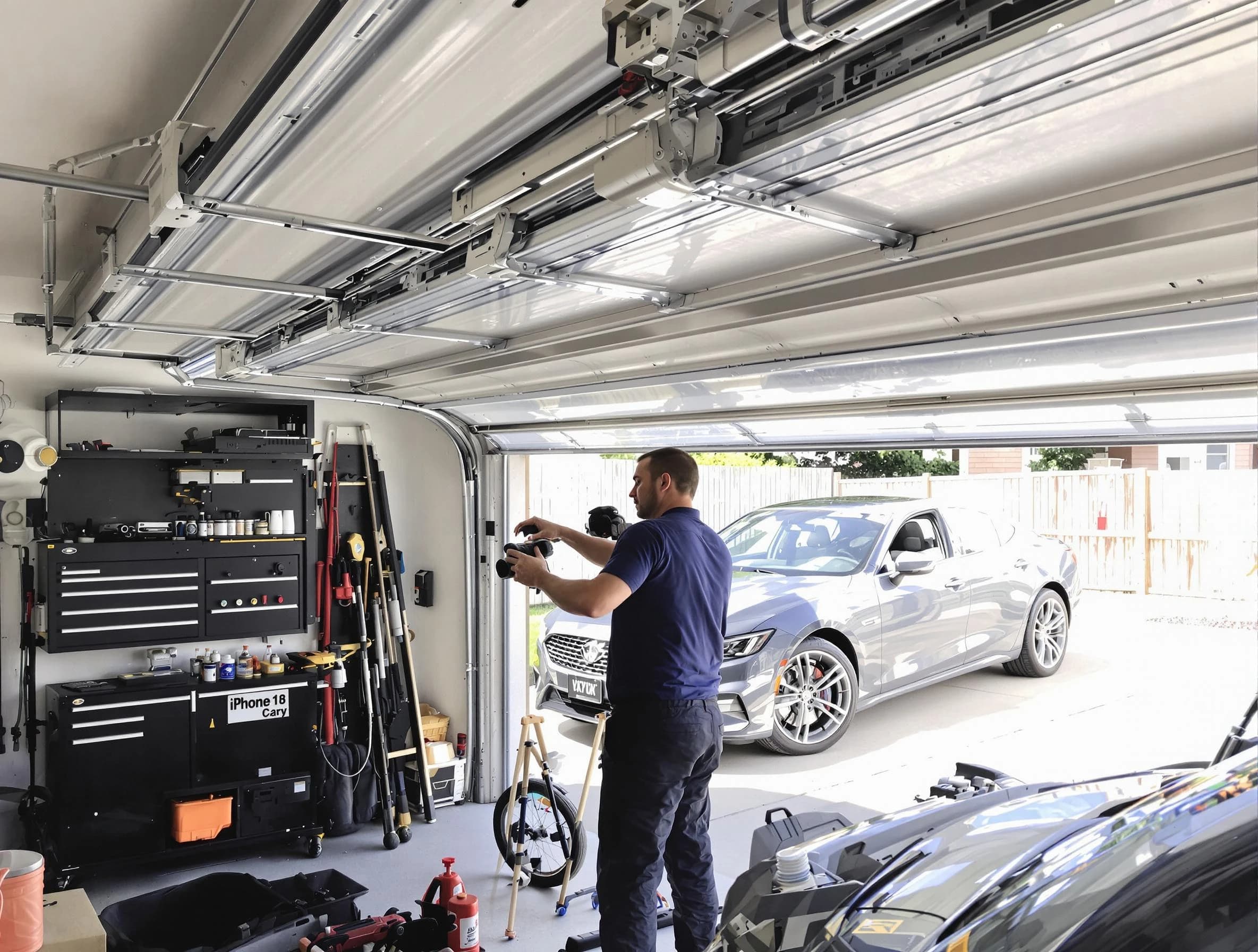 Hingham Garage Door Repair technician fixing noisy garage door in Hingham