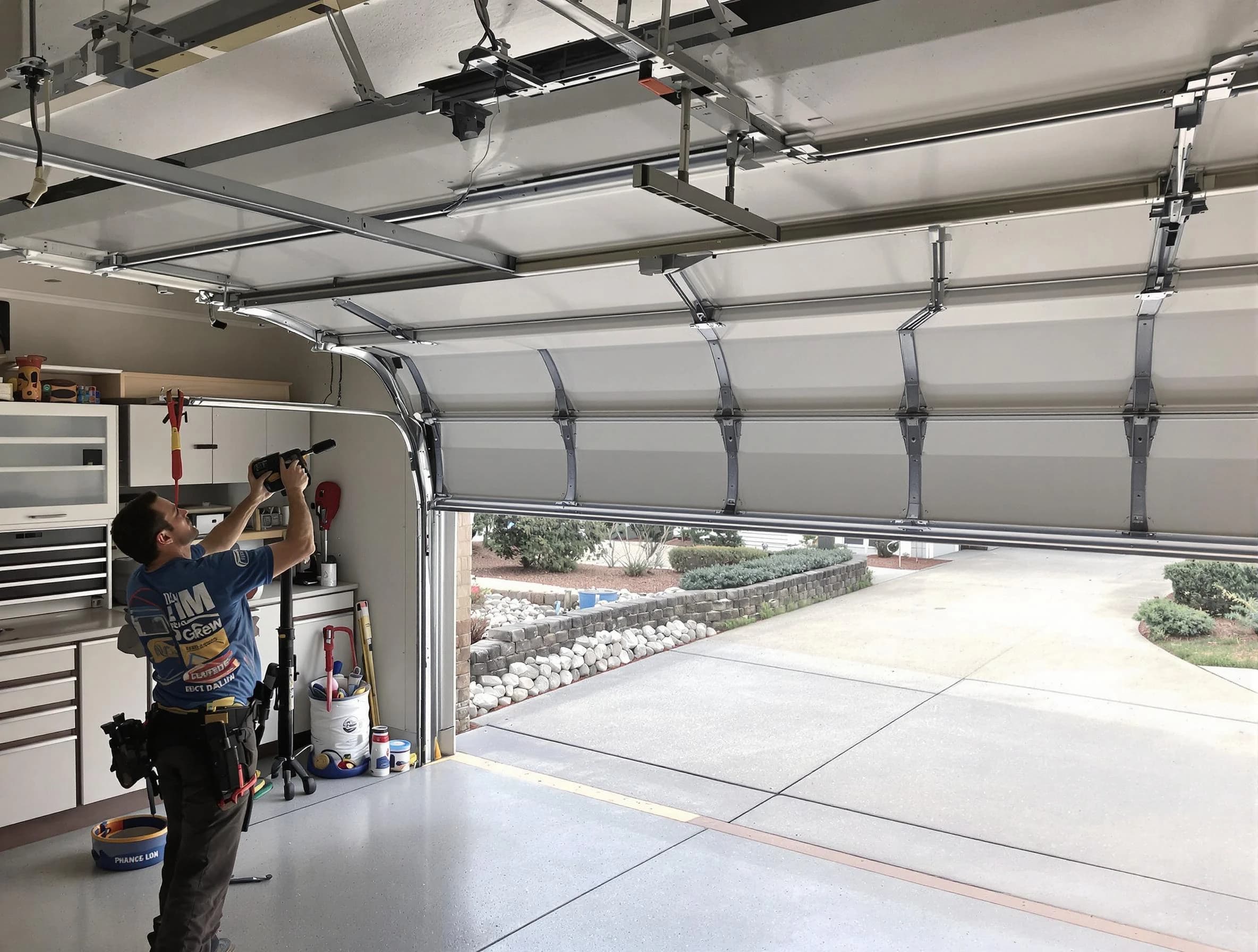 Garage door track repair service by Hingham Garage Door Repair in Hingham