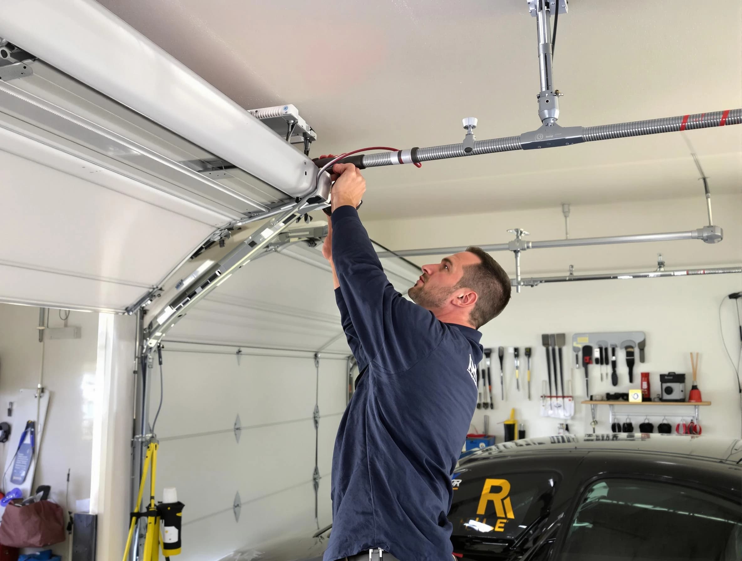 Hingham Garage Door Repair technician performing garage door cable repair in Hingham