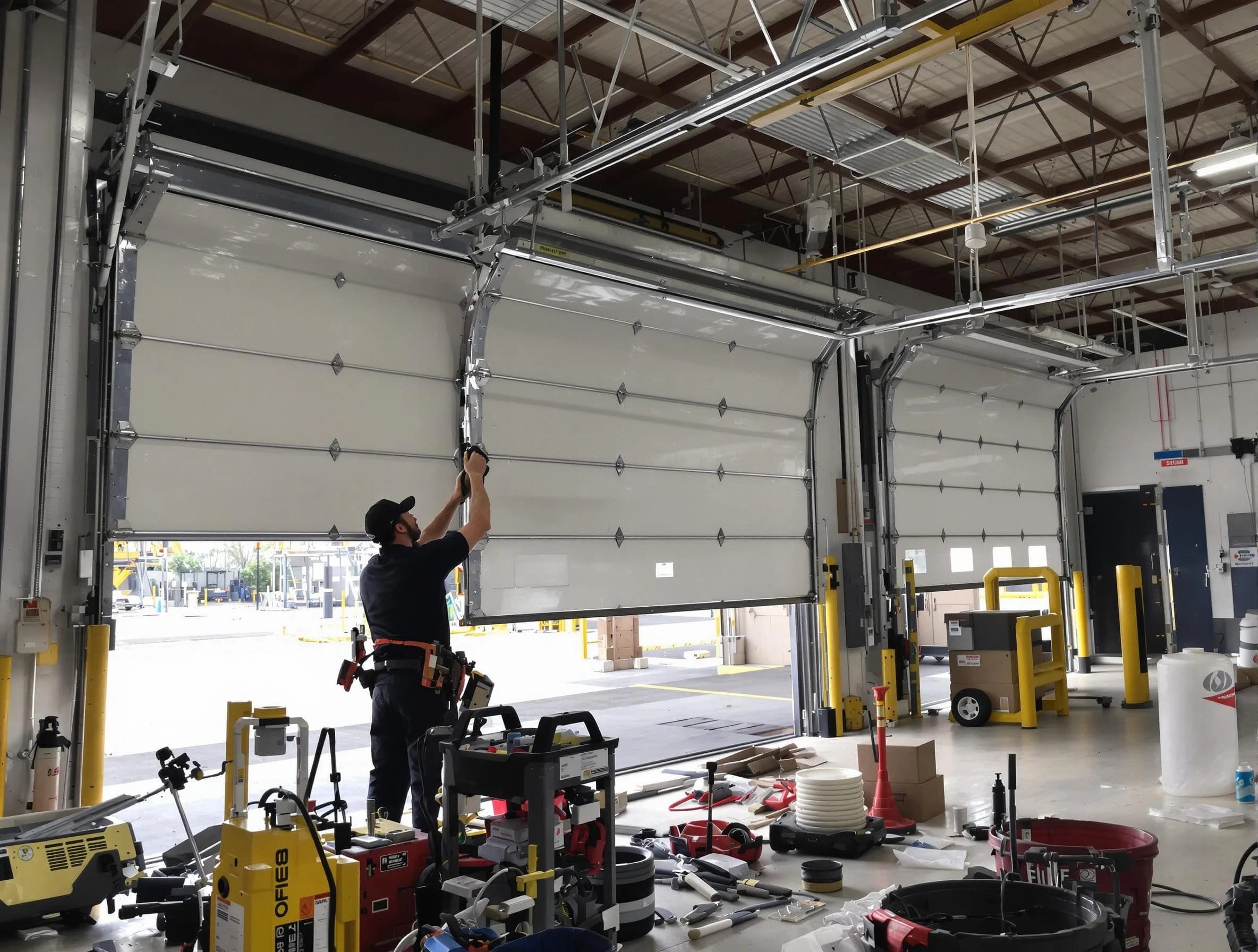 Hingham Garage Door Repair technician performing commercial garage door repair in Hingham