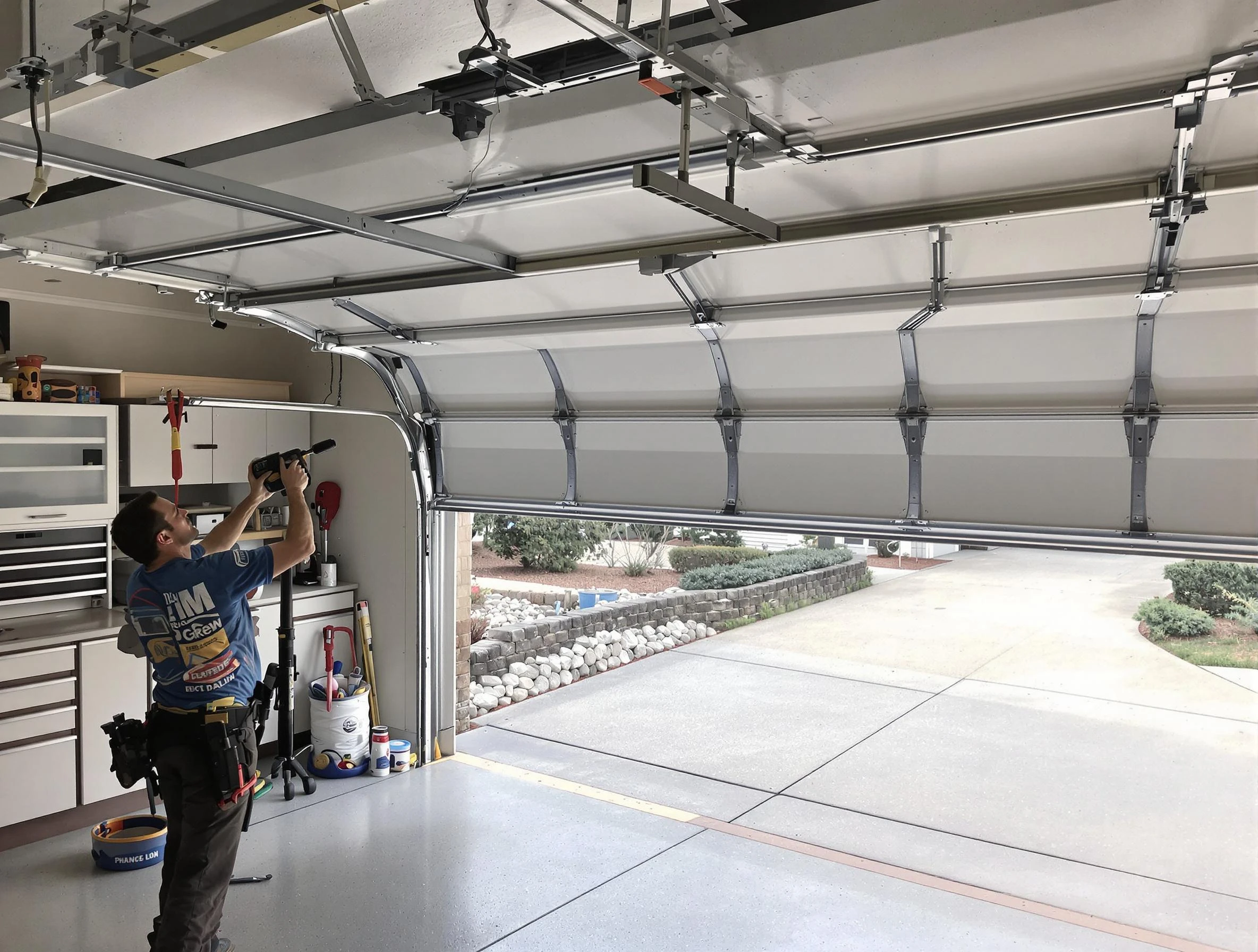 Garage door track repair service by Hingham Garage Door Repair in Hingham